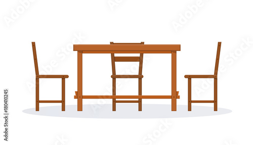 Set of wooden furniture. Picnic furniture  chair and table.