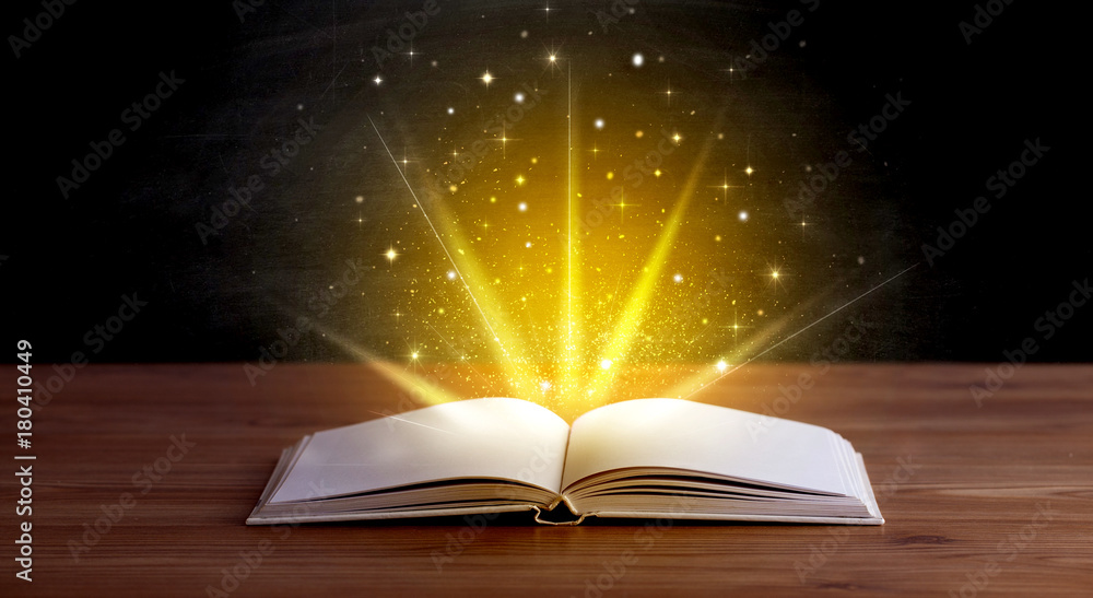 Yellow lights over book Yellow lights over book