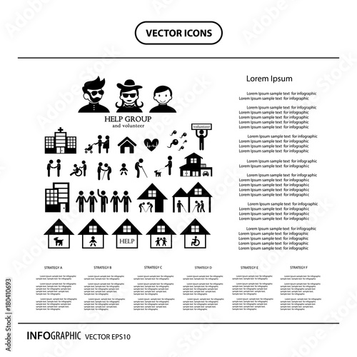 volunteer for non profit social service info graphic icon