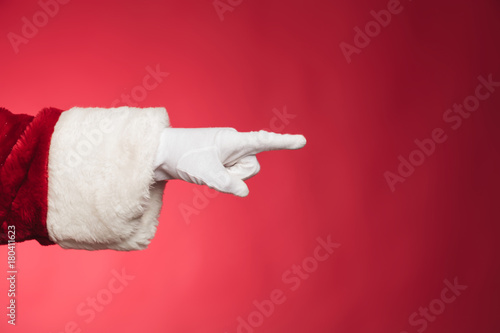 hand of santa claus pointing finger