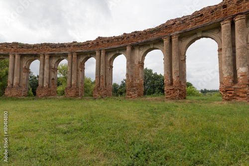 Arcs of Ruined Ruzhanskiy Palace in Belarus in summer