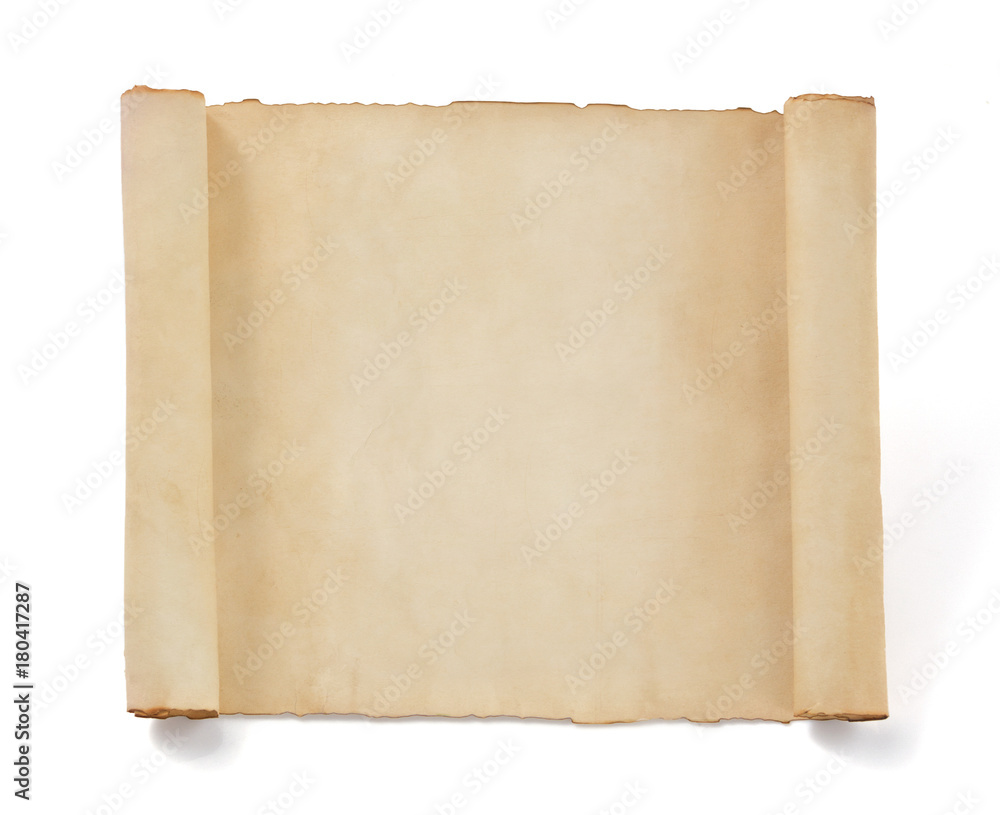 parchment scroll paper isolated at white