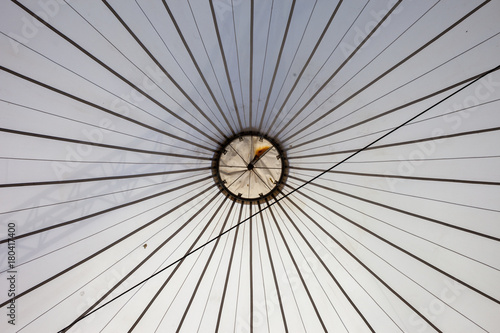 Quadro em tela Abstract background of tent ceiling, pattern of converging lines to the circle i