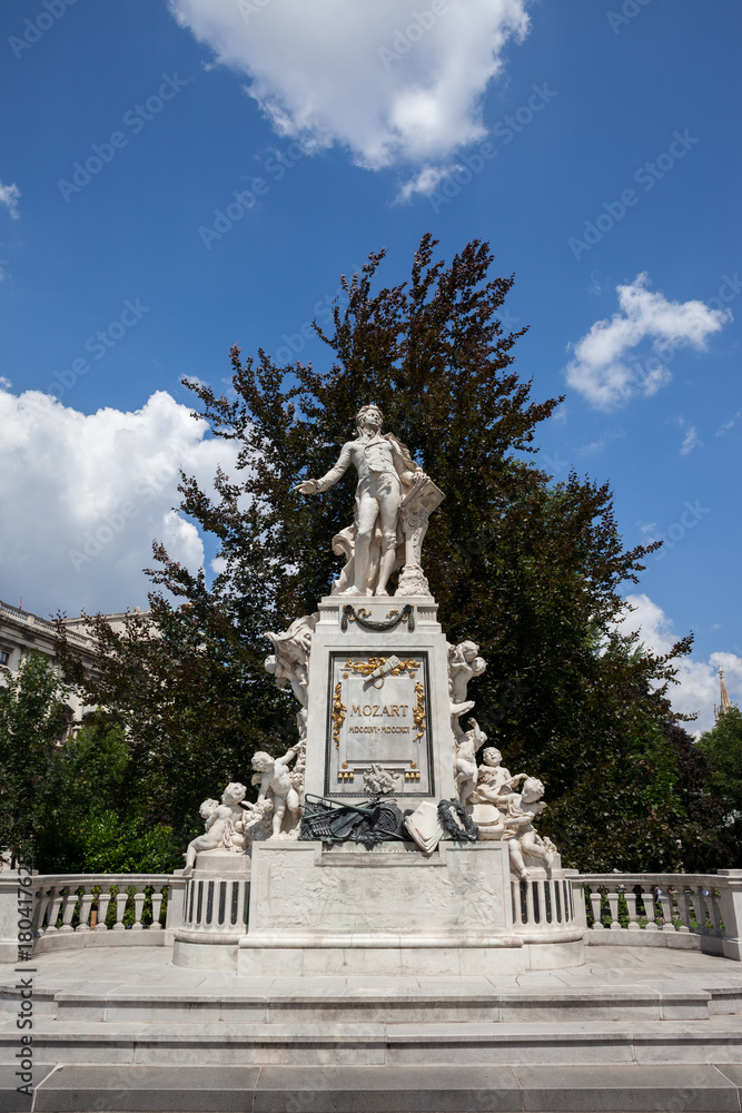 Mozart Denkmal monument from 1896 n Vienna city, Austria