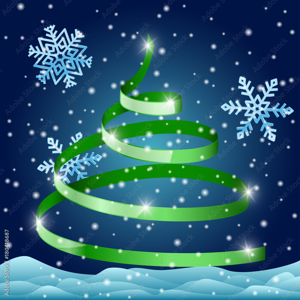 Christmas tree symbol in snow