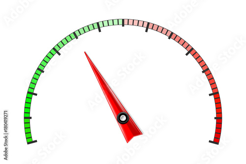 Universal gage scale. Red and green semi circle