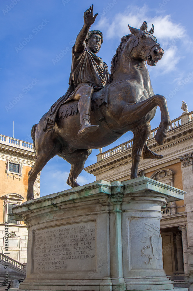 Equestrian statue of Marcus Aurelius, Rome, Italy.