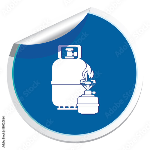 Camping stove with gas bottle icon vector