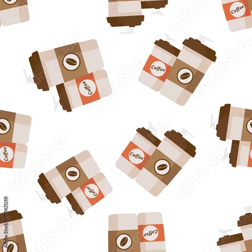 Tapety Filiżanka kawy tło wzór ikona. Biznesowa płaska wektorowa ilustracja. Wzór symbolu znak kawy.