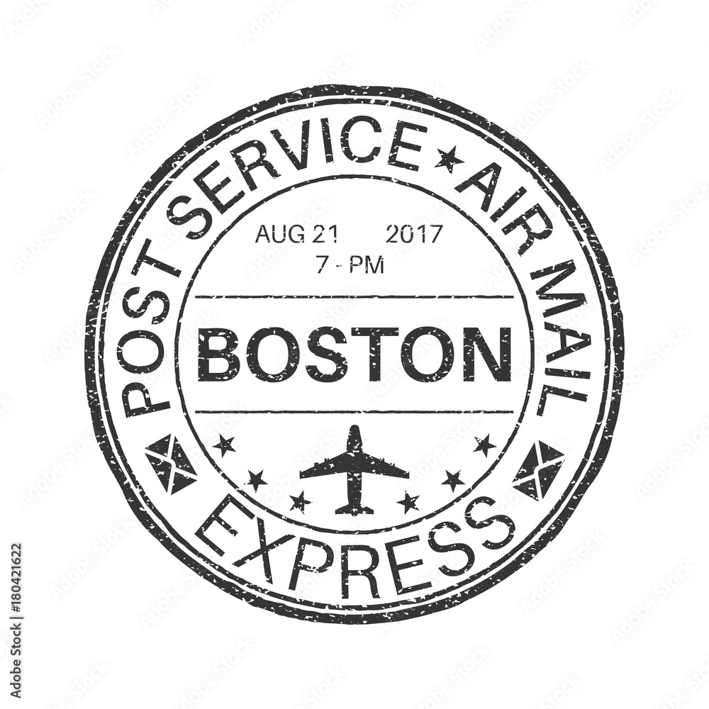 Black round BOSTON postmark for envelope