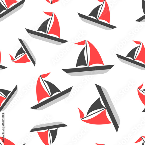 Sailing ship seamless pattern background icon. Business flat vector illustration. Sail boat sign symbol pattern.
