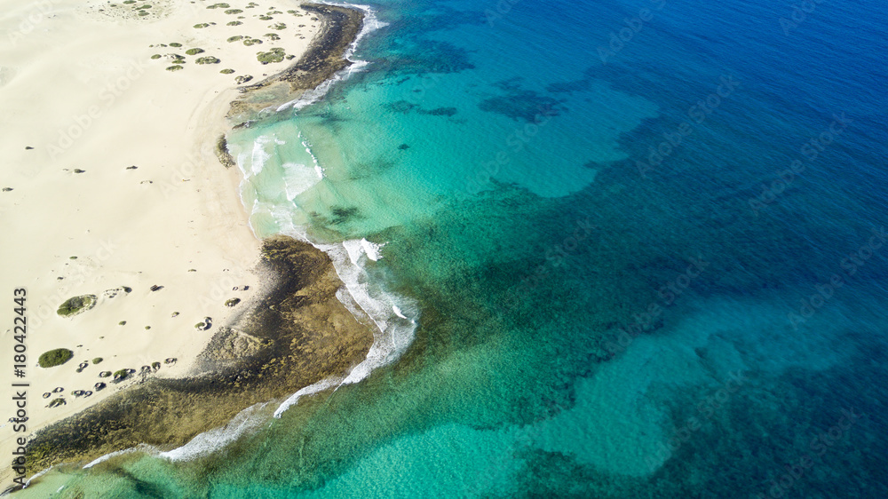 aerial view of coast, glas beach, fuerteventura, canary islands
