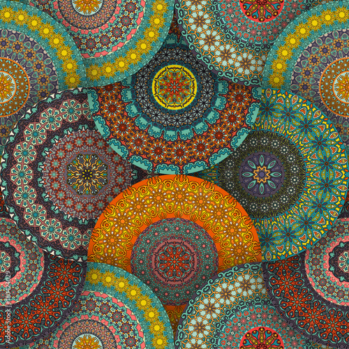 Seamless pattern. Vintage decorative elements. Hand drawn background. Islam, Arabic, Indian, ottoman motifs. Perfect for printing on fabric or paper.