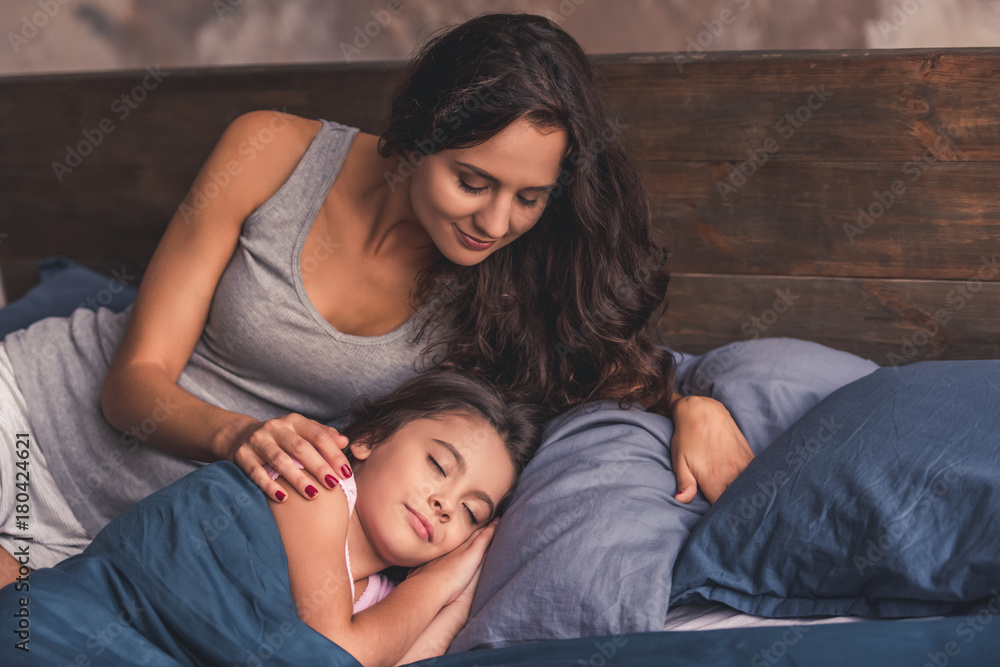 Mom and daughter at home Mom and daughter at home