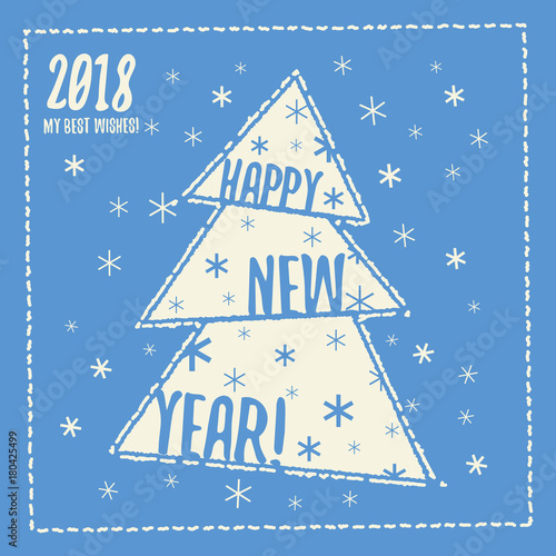 New year greeting card. Christmas greeting card. Vector illustration.