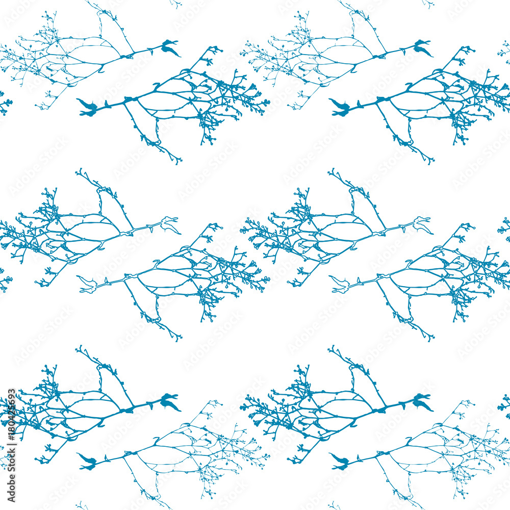 Floral vector seamless pattern with a herbal twig.