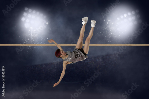 Woman in action of high jump