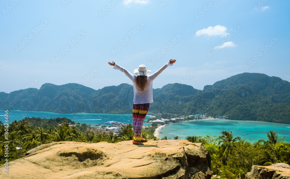 traveling woman on Phi phi island Thailand traveling woman on Phi phi island Thailand