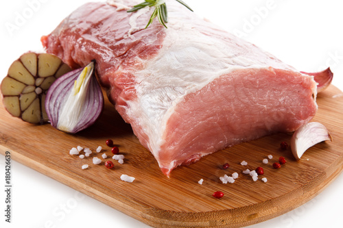 Fresh raw pork on cutting board