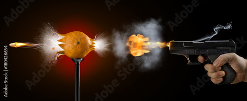 gun shot speed picture mandarin explosion bulb bullet fire smoke black background art pattern
