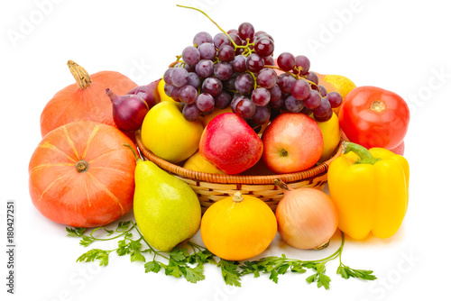 fruit and vegetable isolated on a white background