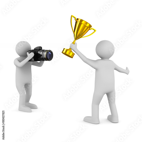 man with digital camera on ...