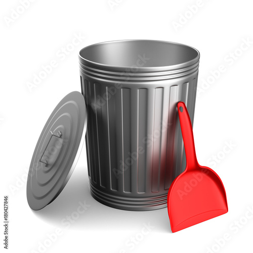 Garbage basket on white bac...