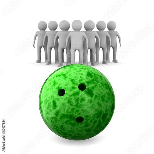 bowling ball and skittles o...