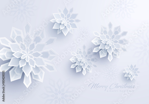 Paper graphic of Christmas snowflakes. Christmas decoration. 