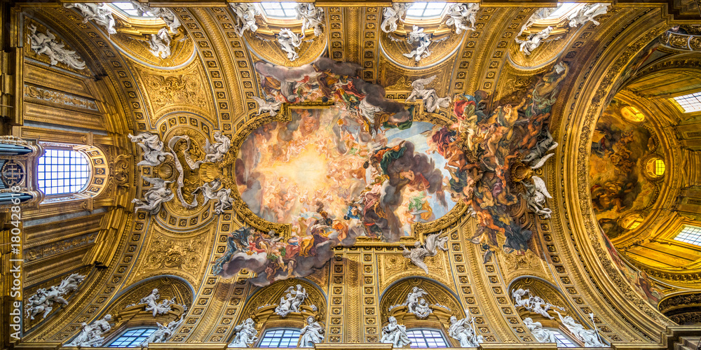Ceiling in Church of the Jesus in Rome, Italy. 