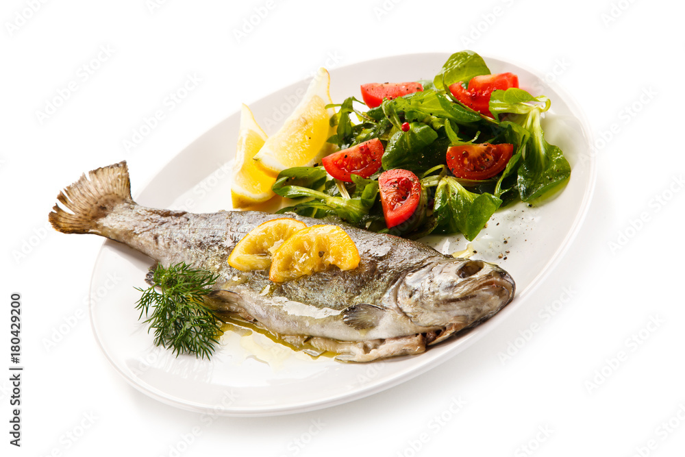 Fish dish - roasted trout with vegetables Fish dish - roasted trout with vegetables