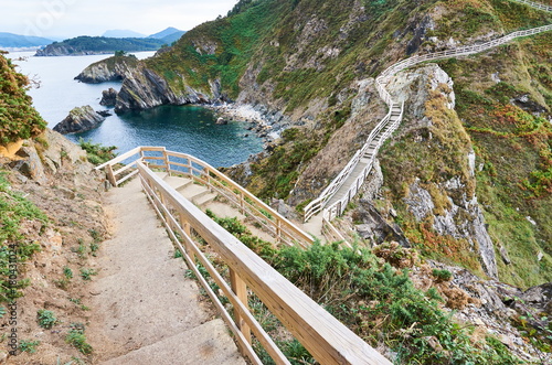 Photography Stairs to the cape known as O fuciño do porco in Viveiro, Lugo, Spain