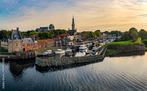Skyline Veere Areal Shot during sunset