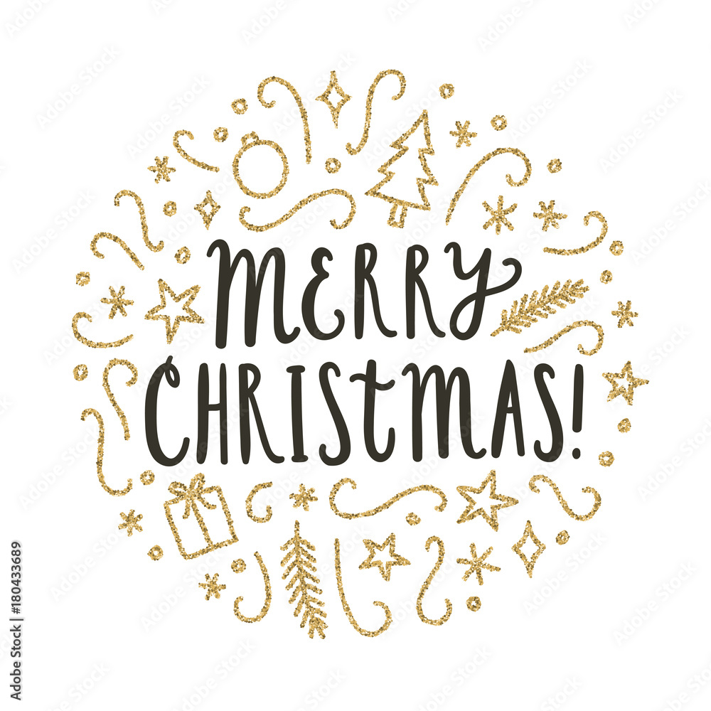 Christmas greeting card. Hand drawn doodles and lettering. Vector illustration Christmas greeting card. Hand drawn doodles and lettering. Vector illustration