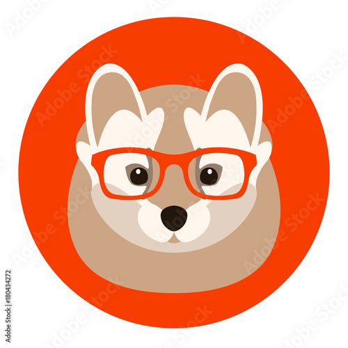 weasel in glasses vector illustration flat style front