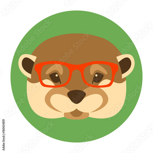 weasel in glasses vector illustration flat style front