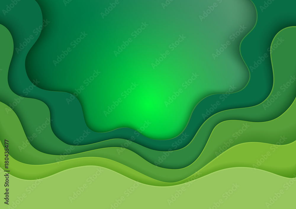 Green abstract paper carve template background.For book cover or annual ...