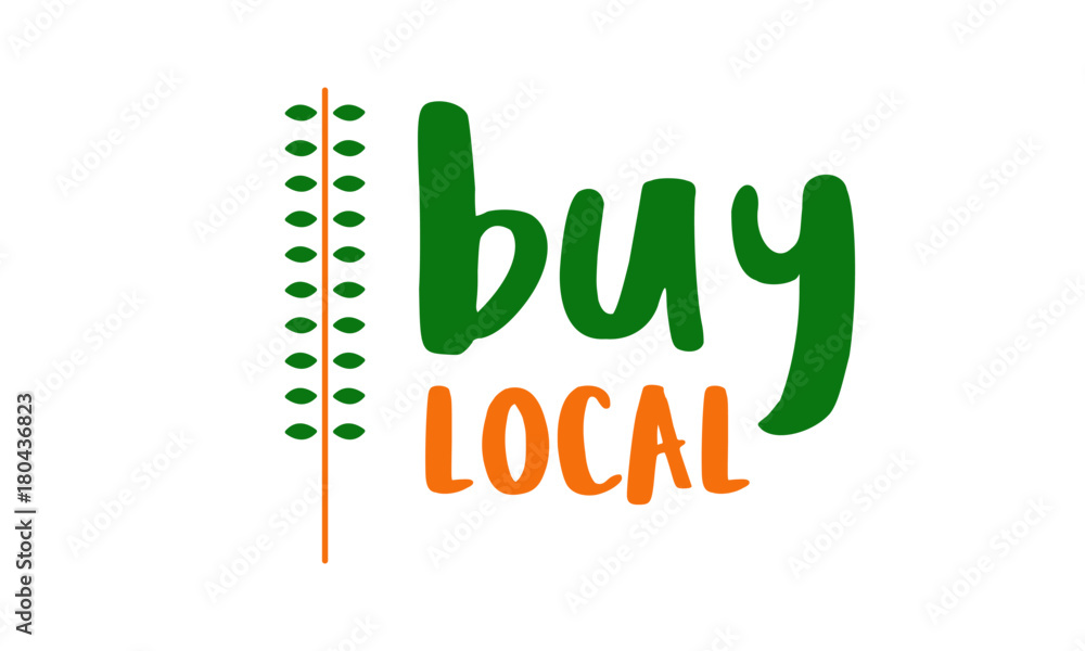 Fototapeta premium Buy local. banana icon. typography. organic fruits farming concept