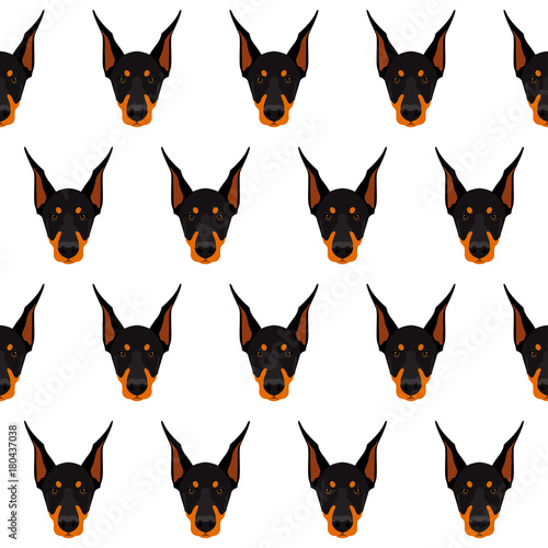 Abstract doberman dog seamless pattern background. Cute doberman dog portrait pattern