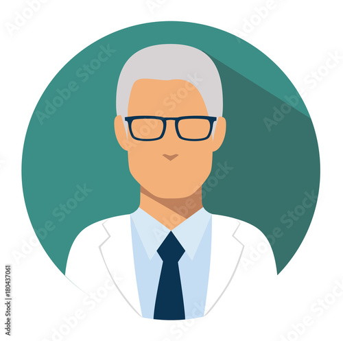 Doctor web icon. head physician medical avatar in flat style illustration