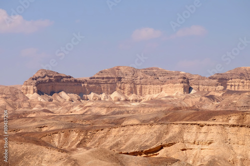 Eroded scenic rocks in Negev desert mountains.