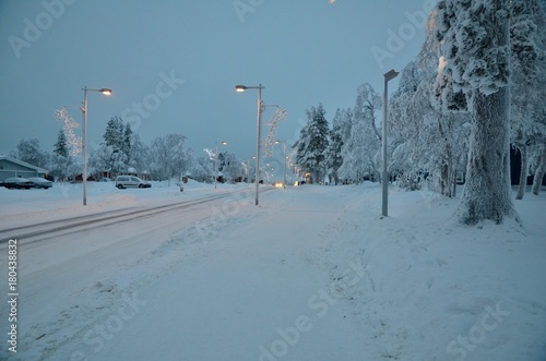 Принти на полотні 北欧 フィンランド サーリセルカ 街並み 冬 Northern Europe Finland Saariselka Cityscape winter
