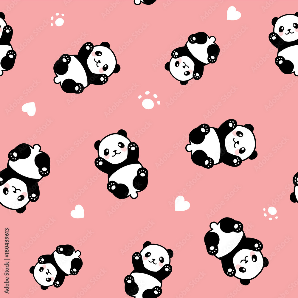 Cute Panda Seamless Pattern, Vector illustration Cute Panda Seamless Pattern, Vector illustration