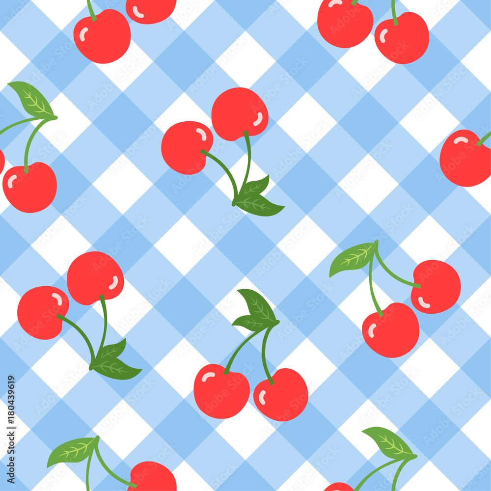 Cherry and Heart Seamless Pattern Vector Cherry and Heart Seamless Pattern Vector
