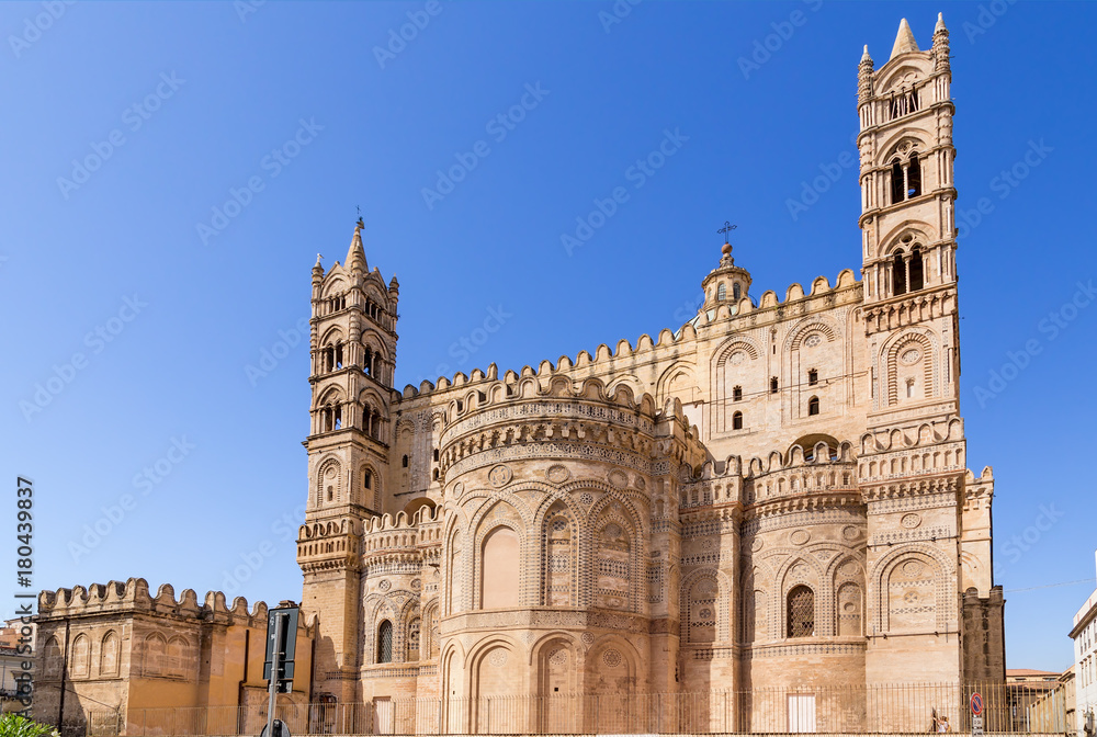 Palermo, Sicily, Italy. side facade of the cathedral (UNESCO list)