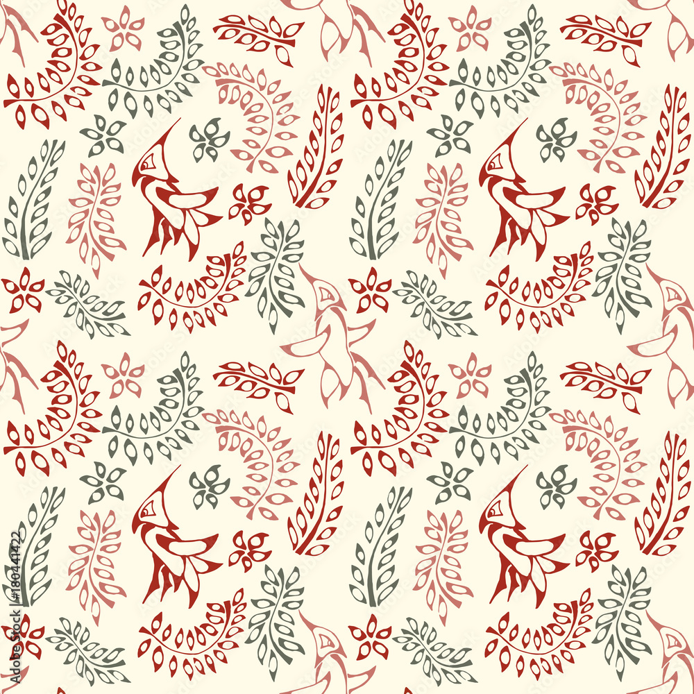 Pattern floral with birds