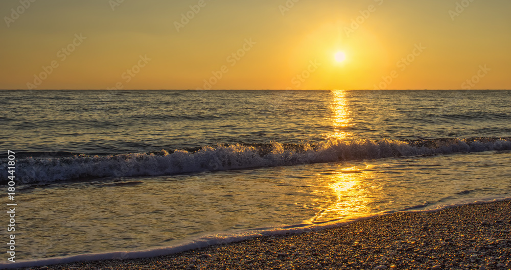 Golden sunrise at Mediterranean Sea - Kemer, Turkey