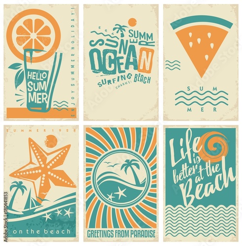 Summer vacation poster, flyer or pamphlets collection