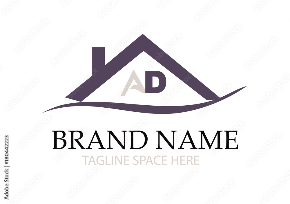 AD  letter house logo design