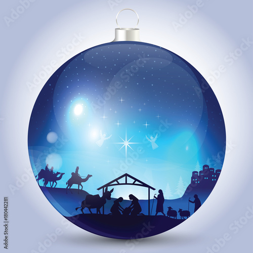 Christmas ball with nativity scene